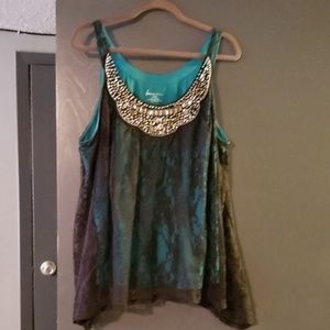 Very sexy lace and green tank top